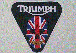 Hinckley Triumph leather British skull patent plate 10" patch
